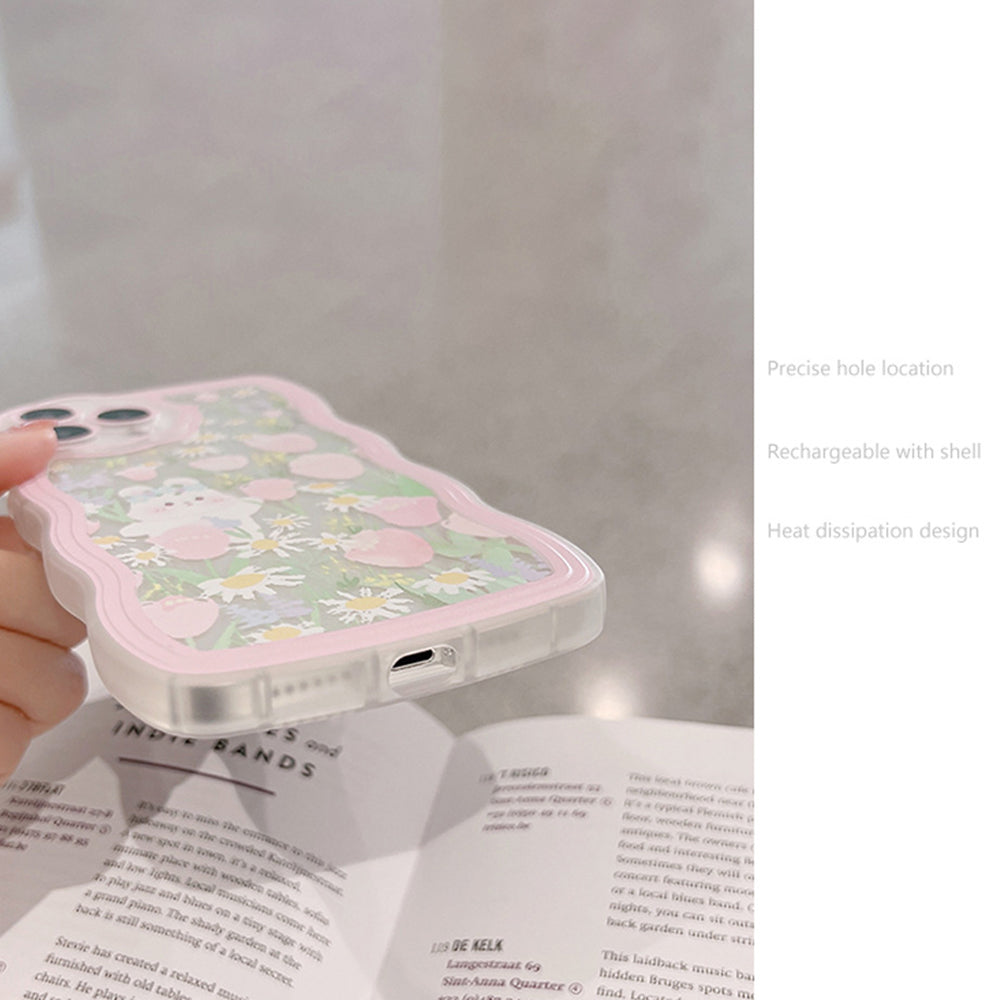 For iPhone 12 Pro Rabbit Flower Pattern TPU Case Protective Clear Phone Cover with Wrist Chain For iPhone 12 Pro Rabbit Flower Pattern TPU Case Protective Clear Phone Cover with Wrist Chain